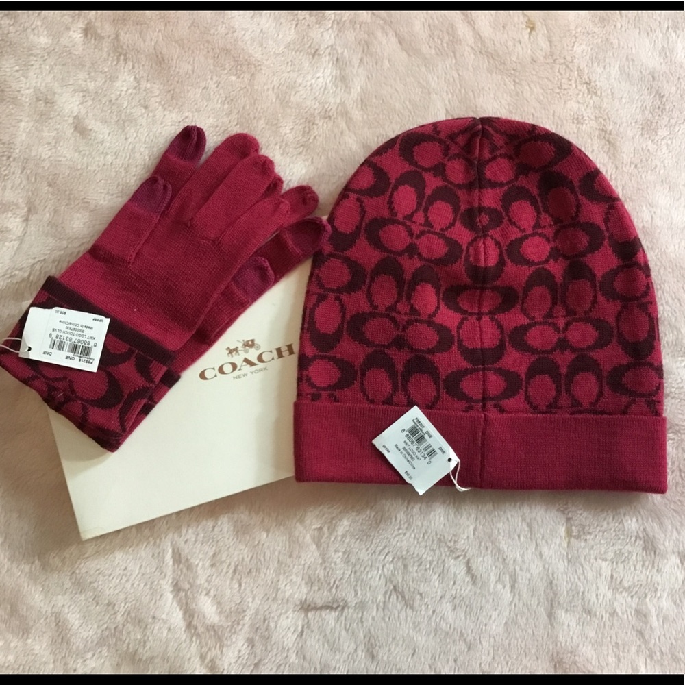 Authentic COACH Hat and Glove Set - NWT